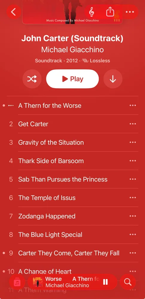 A screen capture of the track names for a musical score.